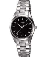 Casio, Women’s Watch Analog, Black Dial Silver Stainless Band, LTP-1274D-1ADF